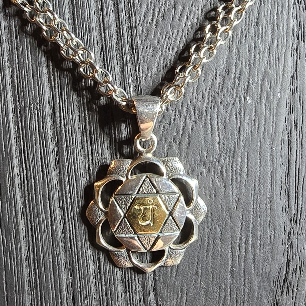 Sterling Silver and Gold Heart Chakra Pendant ONLY